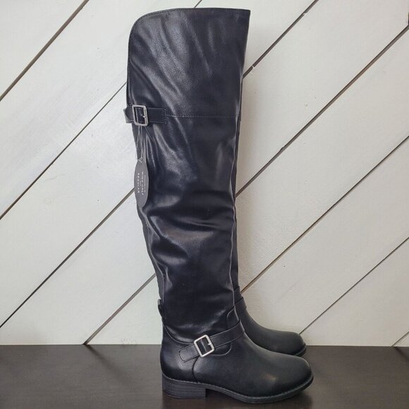 NEW Sun + Stone Anyaap Womens Size 7M Knee-High Black Riding Boots - Picture 1 of 11